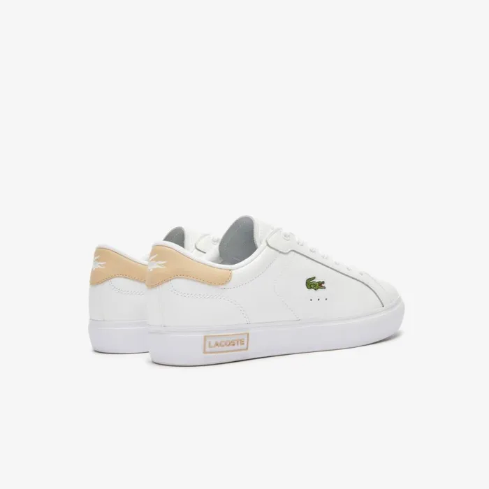Sneakers Women Lacoste Women039s Powercourt Logo Tongue Leather Sneakers Whtlt Brw 2j8