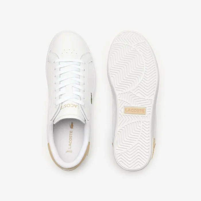Sneakers Women Lacoste Women039s Powercourt Logo Tongue Leather Sneakers Whtlt Brw 2j8