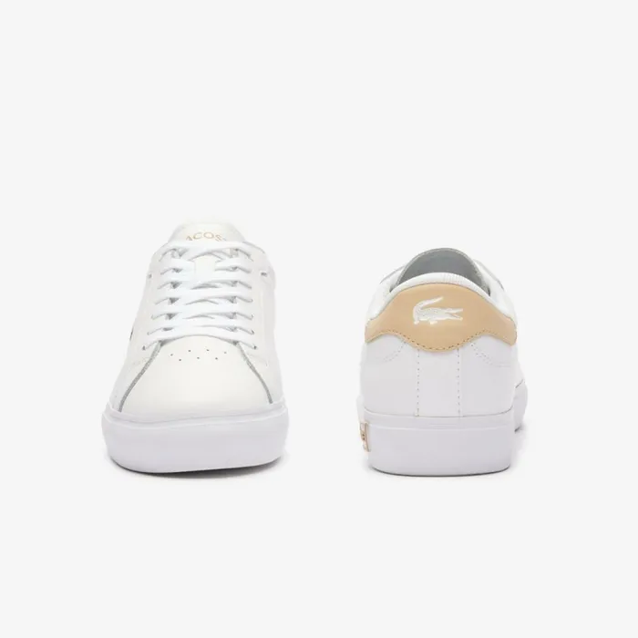 Sneakers Women Lacoste Women039s Powercourt Logo Tongue Leather Sneakers Whtlt Brw 2j8