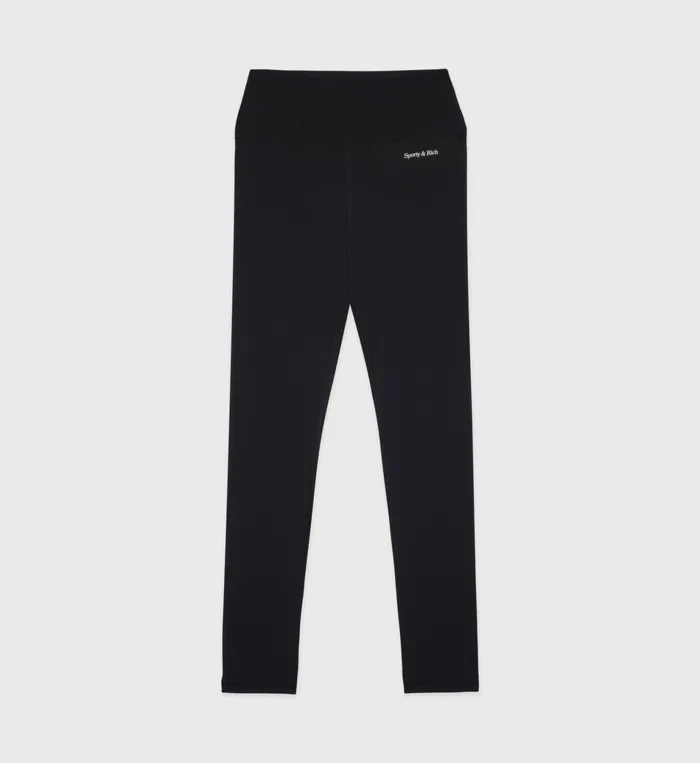 Sporty and Rich Activewear Women Serif Logo Ribbed Legging 8211 BlackWhite