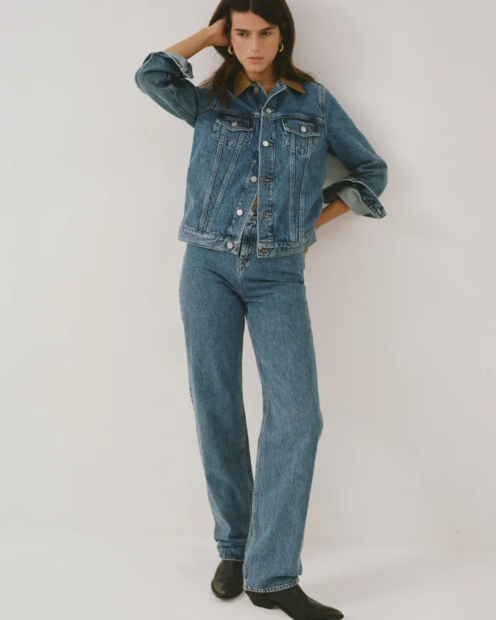 Sporty and Rich Jackets Women Denim Jacket 8211 Medium Blue