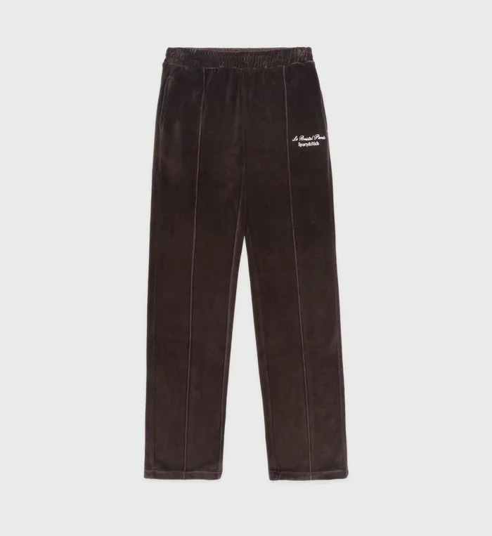 Sporty and Rich Sweatpants Women Faubourg Velour Track Pant 8211 ChocolateCream
