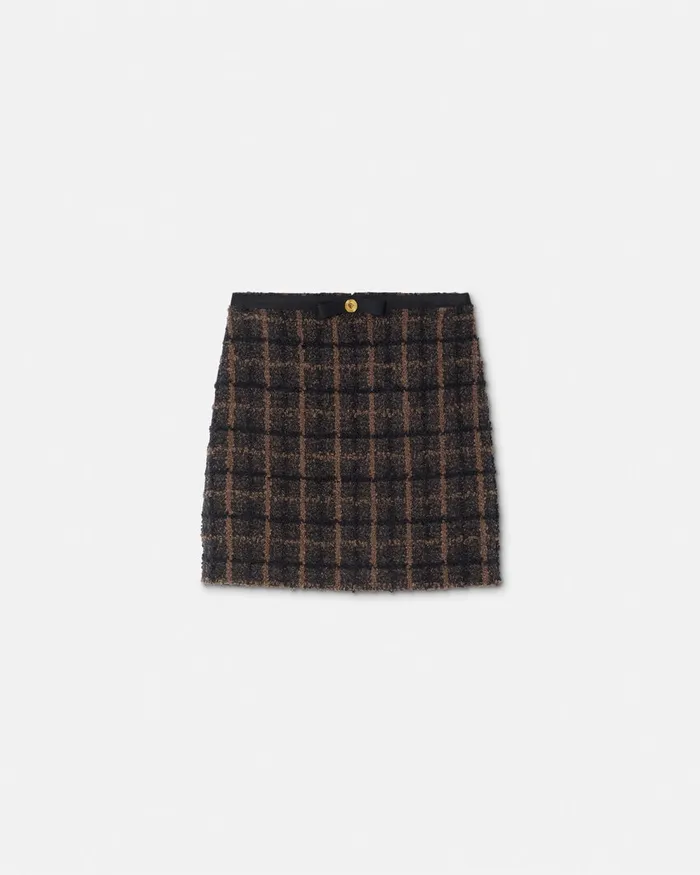 Suits Women Versace Boucl Tweed ALine Skirt Brown