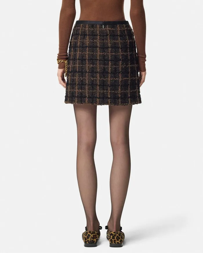 Suits Women Versace Boucl Tweed ALine Skirt Brown