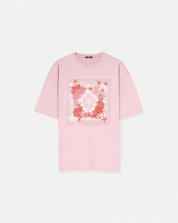 TShirts and Sweatshirts Women Versace Barocco Sea Oversized TShirt Pinkprint