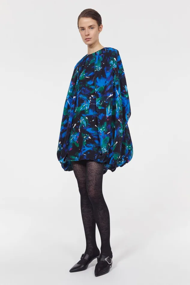 Virginie Floral Dress Black Cobalt Women Rodebjer Dresses and Caftans