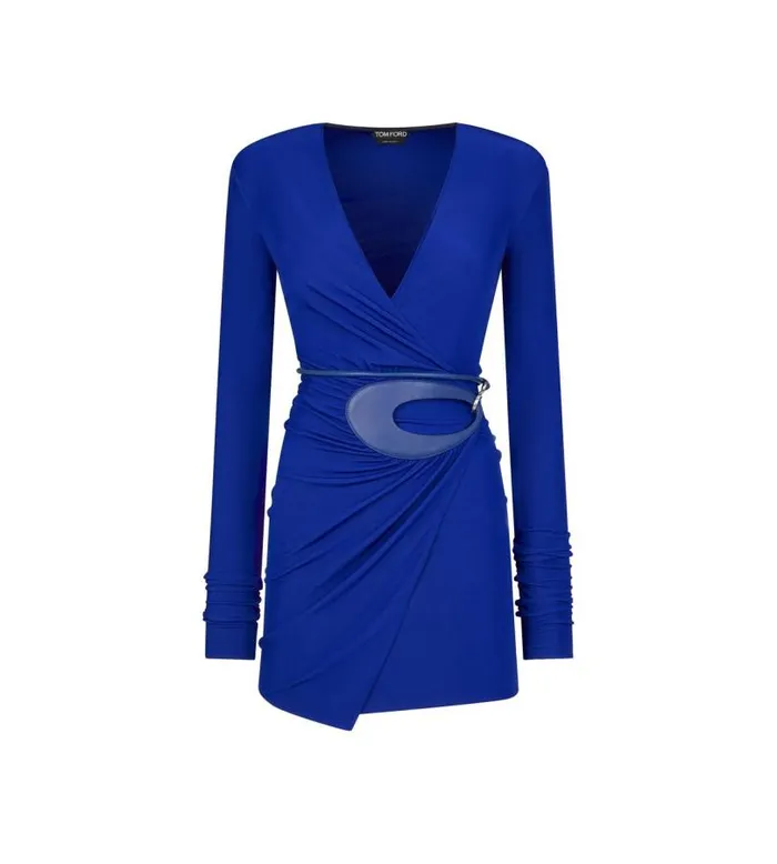 Women Dresses Tom Ford Wrap Mini Dress Ocean
