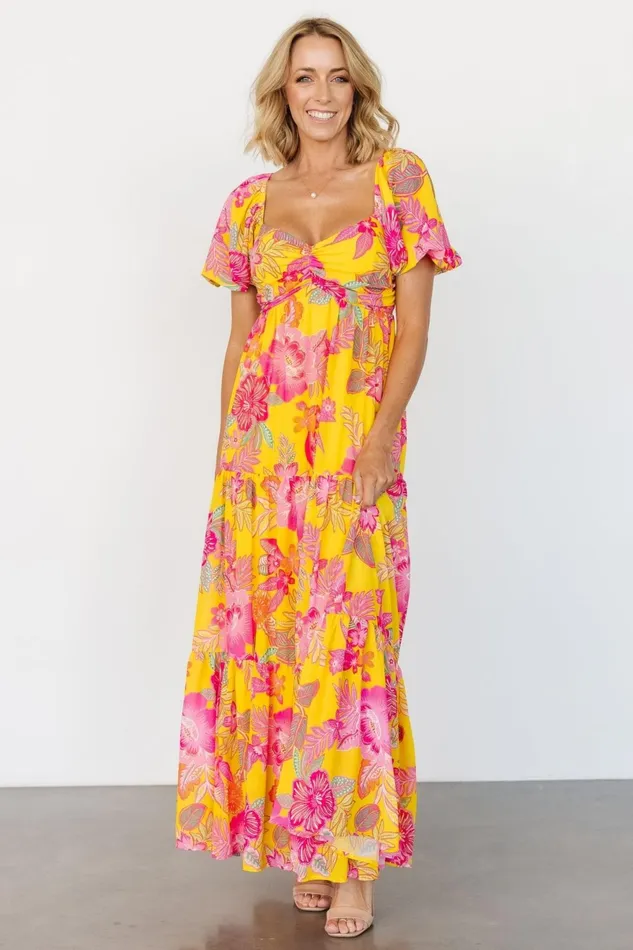 Women Maxi Dresses Baltic Born Darla Maxi Dress Yellow Pink Floral