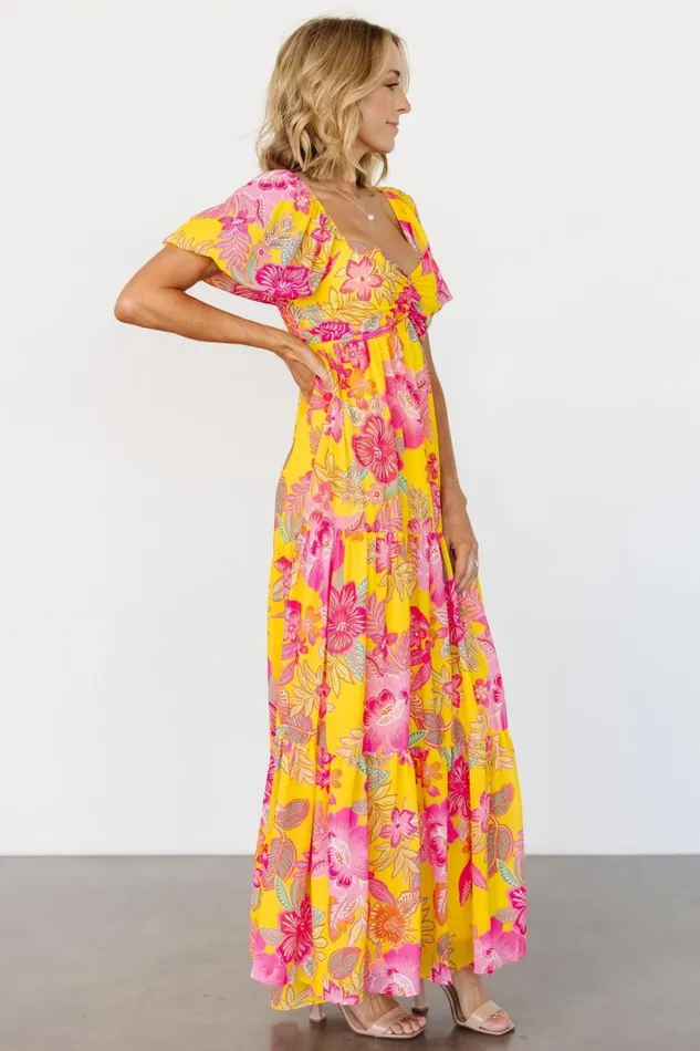 Women Maxi Dresses Baltic Born Darla Maxi Dress Yellow Pink Floral Women Maxi Dresses Baltic Born Darla Maxi Dress Yellow Pink Floral