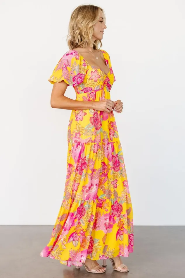 Women Maxi Dresses Baltic Born Darla Maxi Dress Yellow Pink Floral Women Maxi Dresses Baltic Born Darla Maxi Dress Yellow Pink Floral