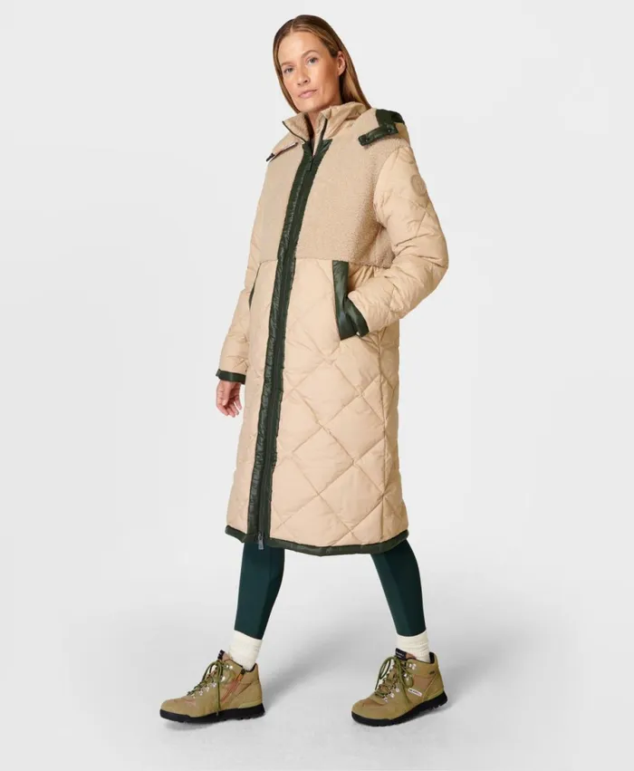 Women Navigate Longline Coat Dove Beige Sweaty Betty Coats and Jackets