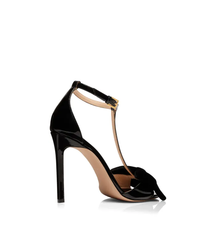 Women Sandals Tom Ford Patent Leather And Velvet Brigitte Sandal Black Women Sandals Tom Ford Patent Leather And Velvet Brigitte Sandal Black