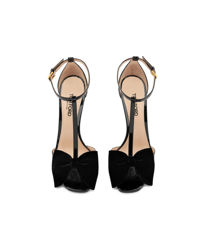 Women Sandals Tom Ford Patent Leather And Velvet Brigitte Sandal Black Women Sandals Tom Ford Patent Leather And Velvet Brigitte Sandal Black