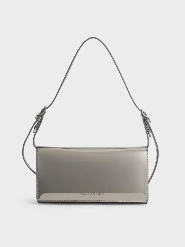 Women Sloane Metallic Long Wallet 8211 Pewter CHARLES and KEITH Long Wallets