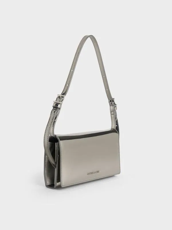 Women Sloane Metallic Long Wallet 8211 Pewter CHARLES and KEITH Long Wallets