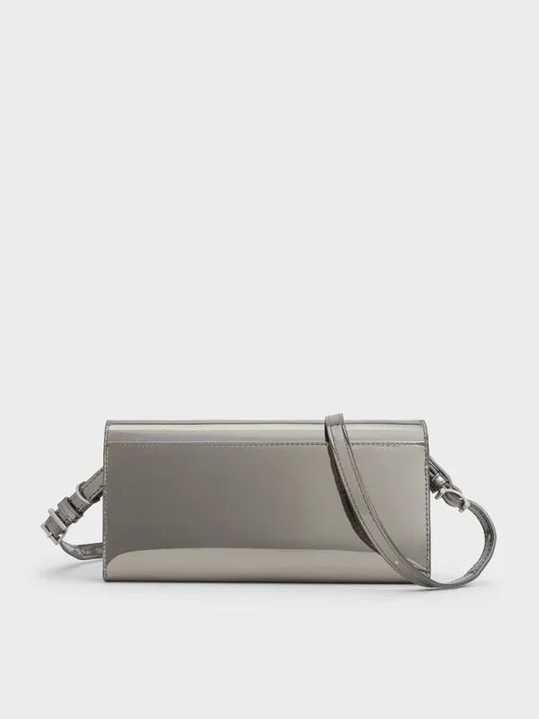 Women Sloane Metallic Long Wallet 8211 Pewter CHARLES and KEITH Long Wallets