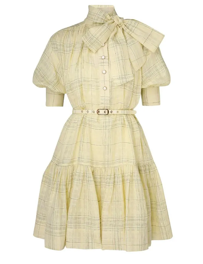 Zimmermann Clothing Harmony Check Mini Dress Citrus Check 8211 Women