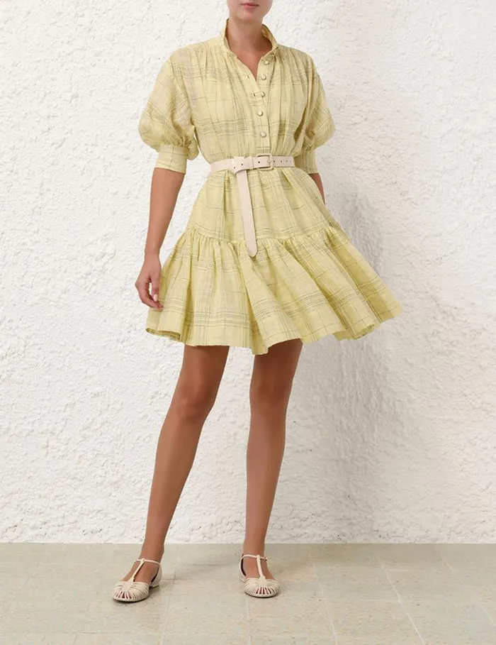 Zimmermann Clothing Harmony Check Mini Dress Citrus Check 8211 Women