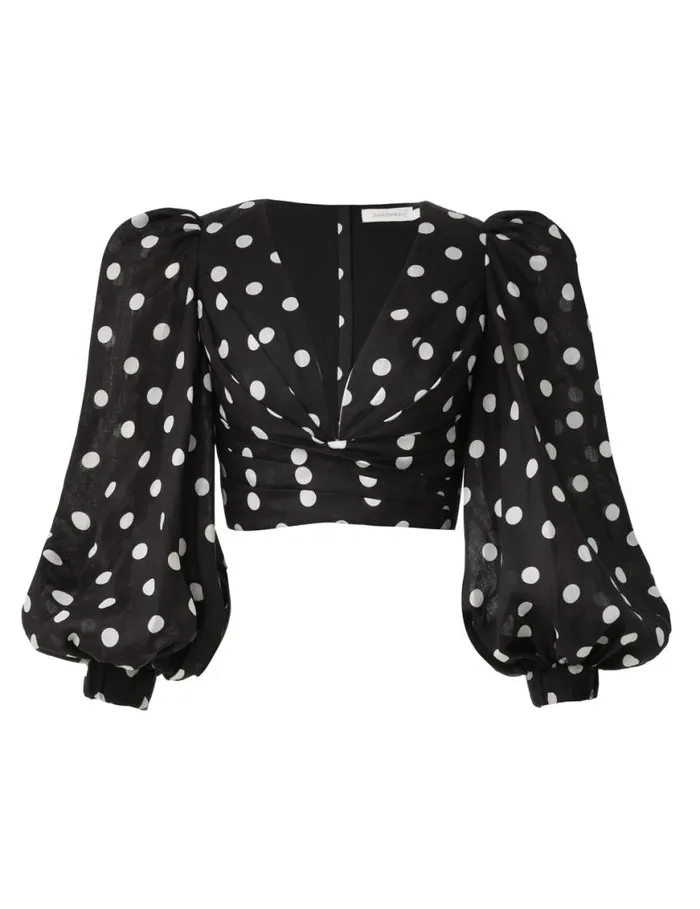 Zimmermann Tops Tuck Bodice Top Blackcream Dot 8211 Women