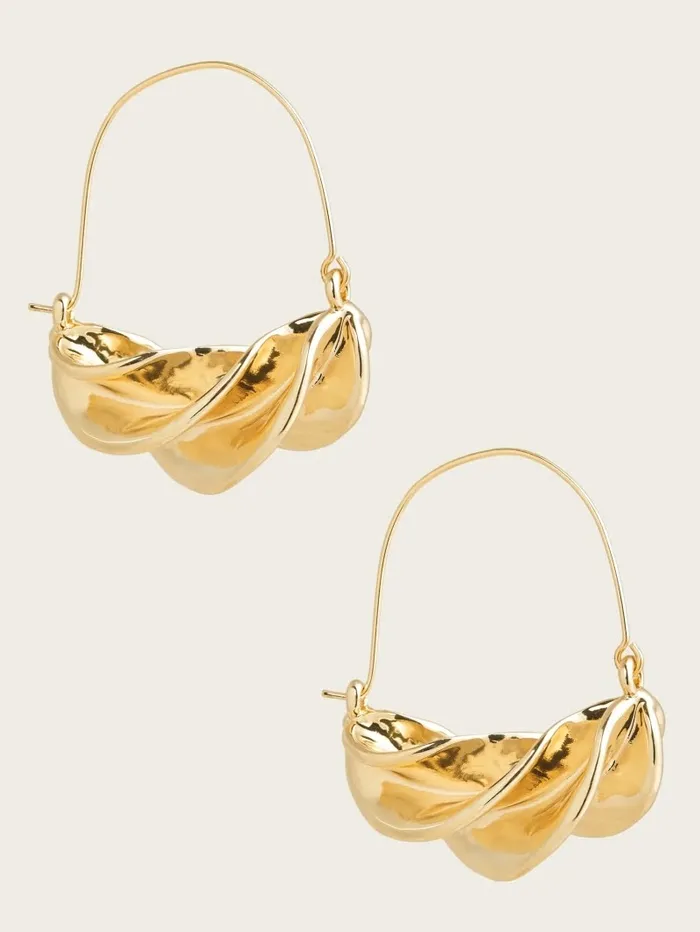 14K GoldPlated Twist Hoop Earring SilverGold Women Jewelry GUESS