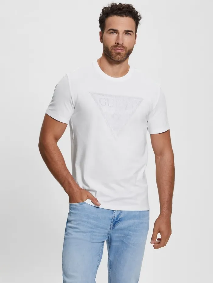 Activewear GUESS Men Eco Triangle Crewneck Tee Pure White