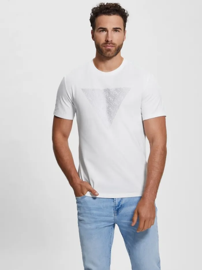 Activewear GUESS Men Eco Triangle Crewneck Tee Pure White