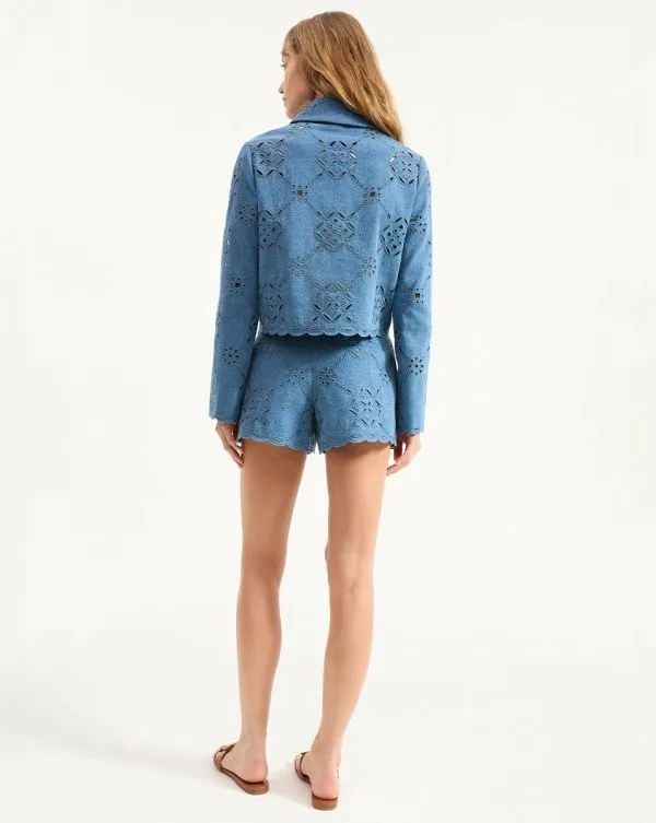 Adelaide Eyelet Jacket Sea Glare Women Veronica Beard Jackets and Outerwear Adelaide Eyelet Jacket Sea Glare Women Veronica Beard Jackets and Outerwear