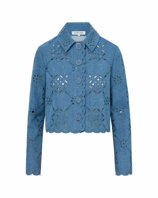 Adelaide Eyelet Jacket Sea Glare Women Veronica Beard Jackets and Outerwear Adelaide Eyelet Jacket Sea Glare Women Veronica Beard Jackets and Outerwear