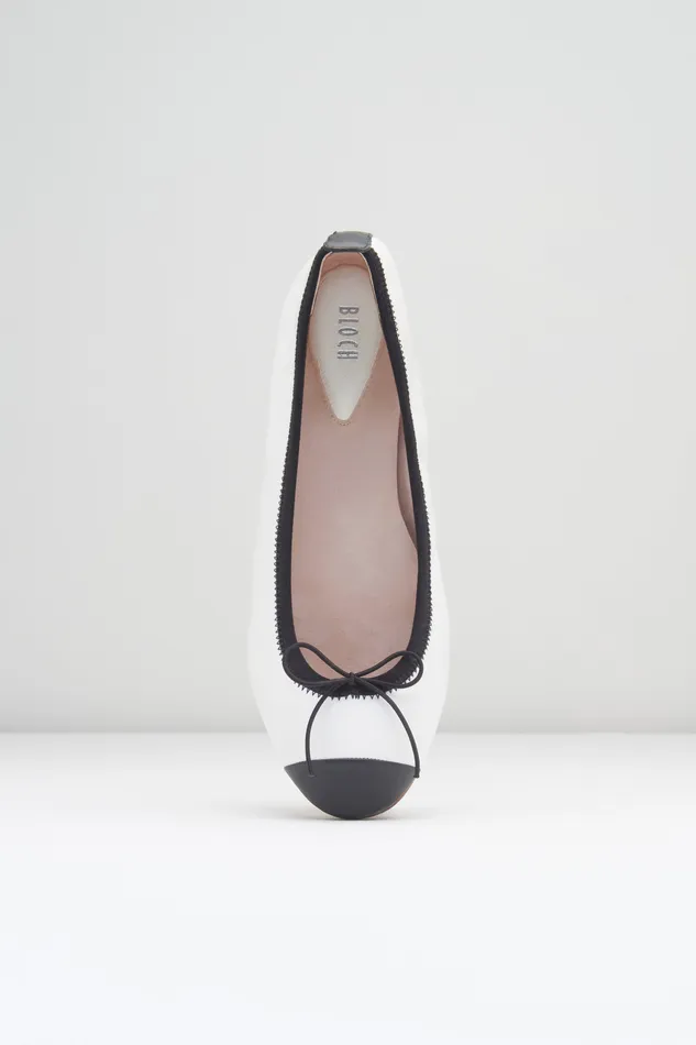 Adult Ballet Flats Bloch Ladies Rigel Ballet Flats White Black Leather