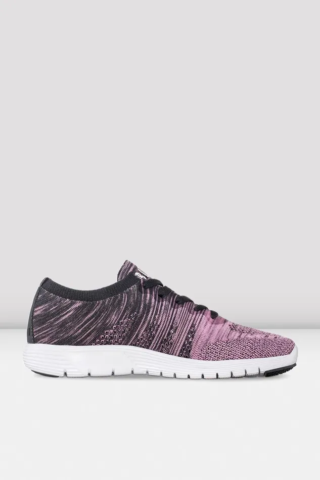 Adult Bloch Adult Omnia Lightweight Knited Sneakers Pink Grey Knit Dance Sneakers