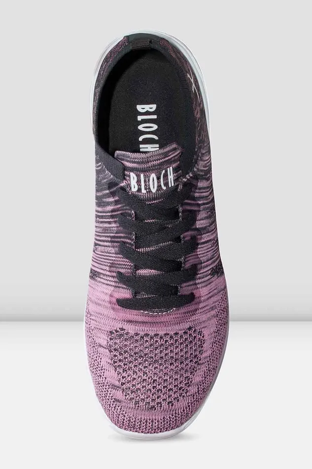 Adult Bloch Adult Omnia Lightweight Knited Sneakers Pink Grey Knit Dance Sneakers