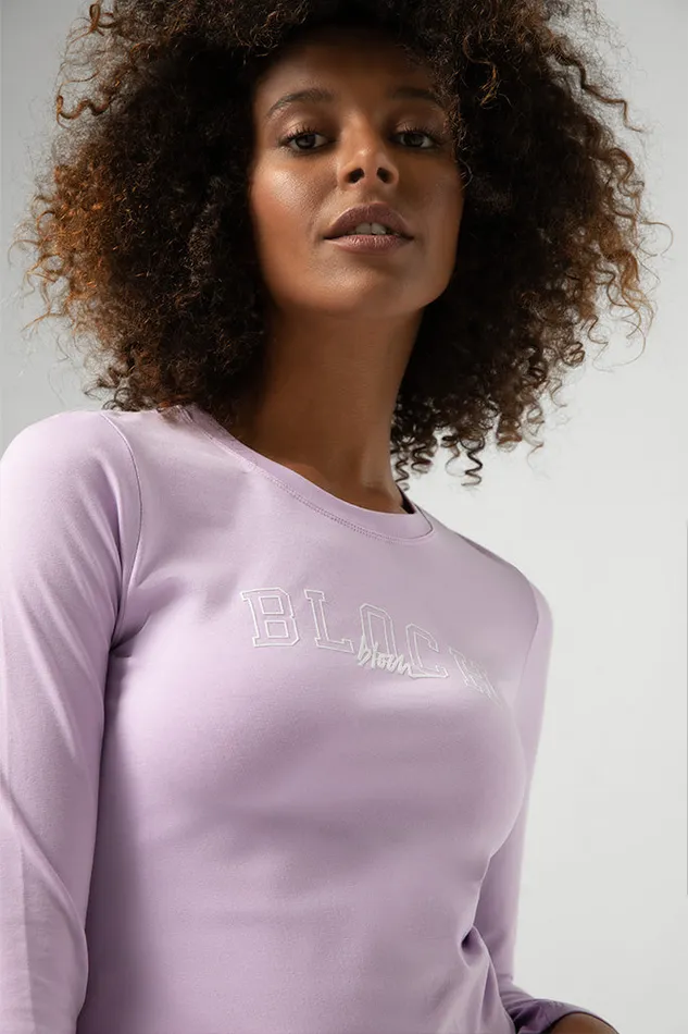 Adult Bloch Ladies Heritage Bloch Print Fitted Long Sleeve Tee Light Purple Tops