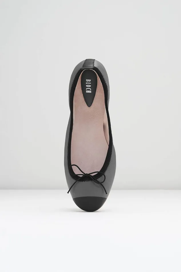Adult Bloch Ladies Rigel Ballet Flats Ash Black Leather Ballet Flats
