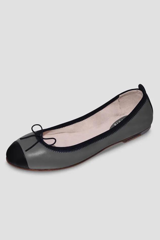 Adult Bloch Ladies Rigel Ballet Flats Ash Black Leather Ballet Flats