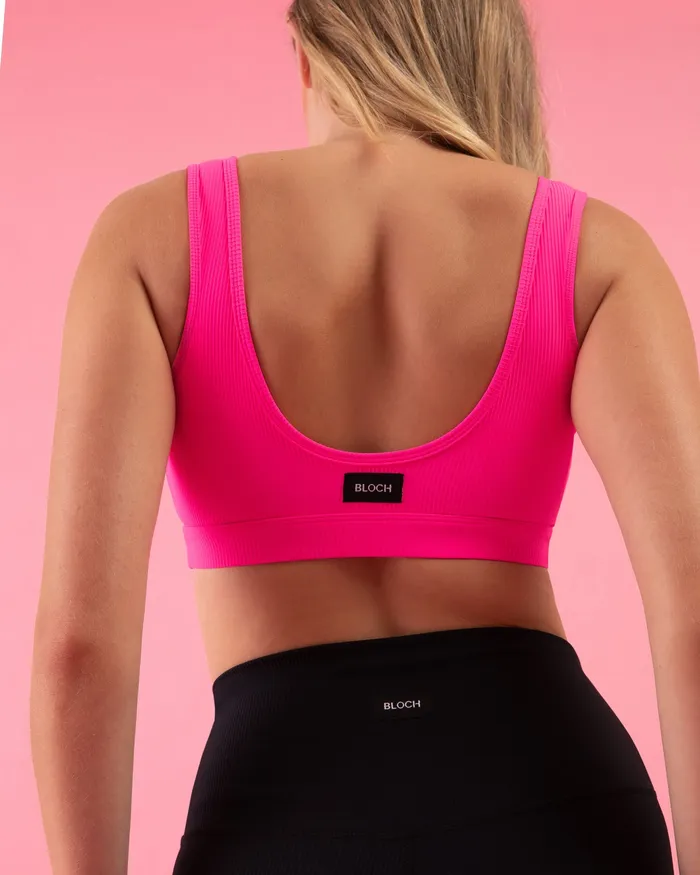 Adult Bloch Play Zip Crop Shocking Pink Tops Bloch