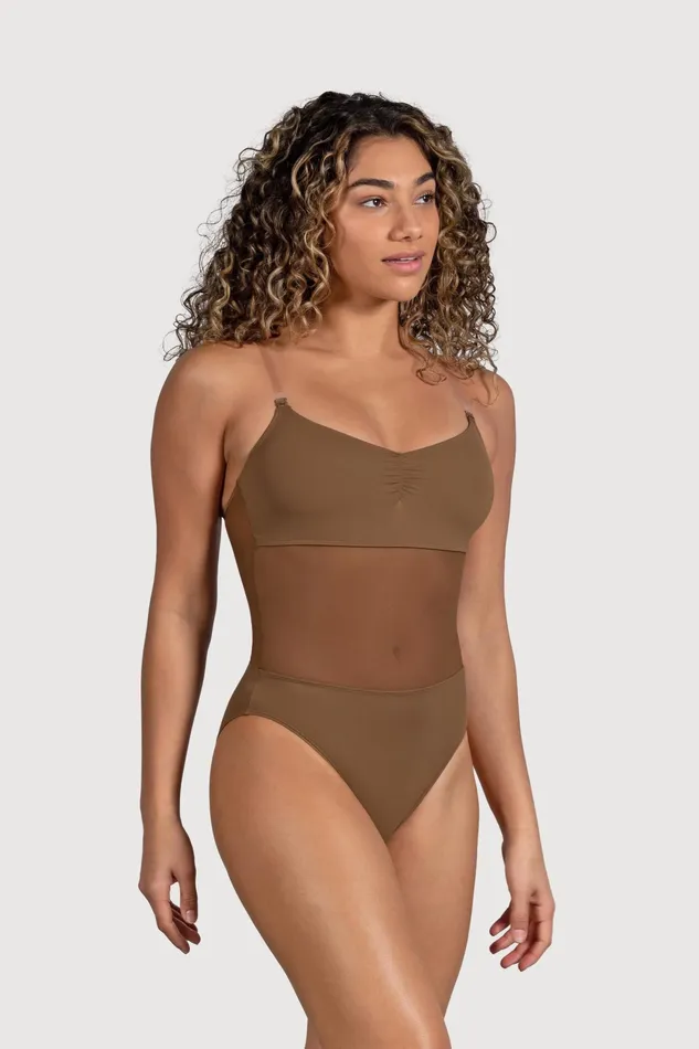 Adult Ladies Cordelia Mesh Panel Bodysuit Almond Underwear Bloch