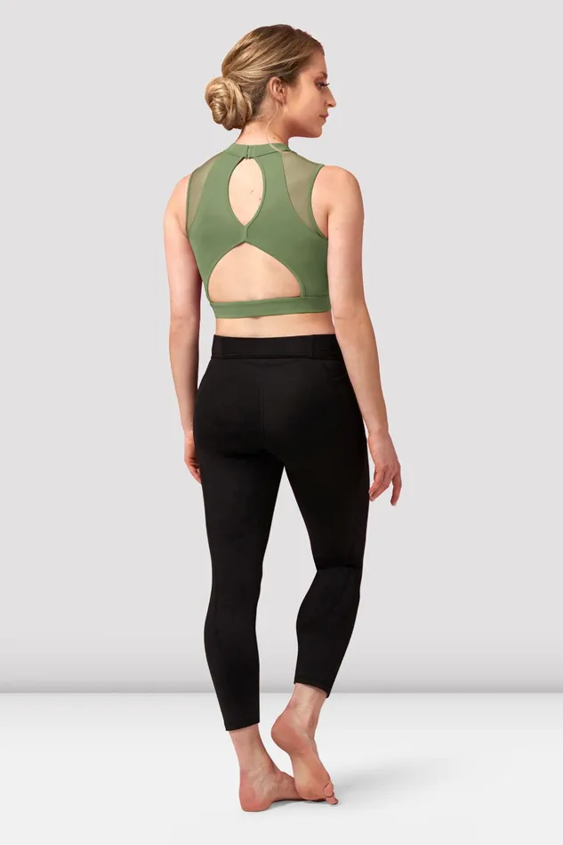 Adult Ladies Natalia Open Back Crop Top Sage Separates Bloch