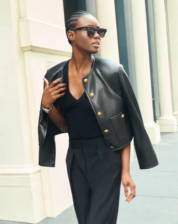 Andrea Leather Jacket Black Women Veronica Beard Jackets and Outerwear Andrea Leather Jacket Black Women Veronica Beard Jackets and Outerwear