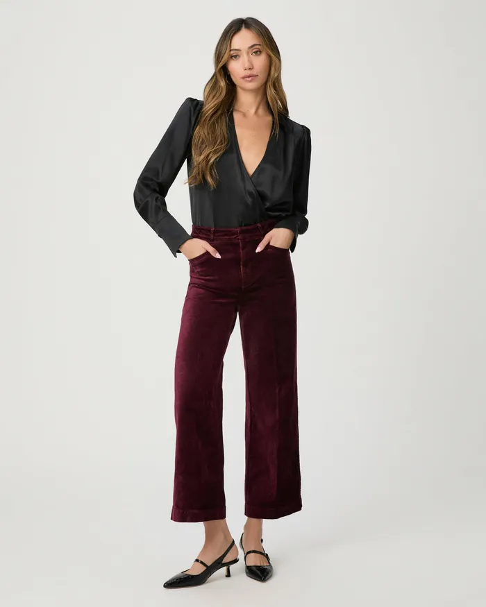 Anessa Trouser Wide Leg Pant 8211 Dark Oxblood Velvet Pants PAIGE Women