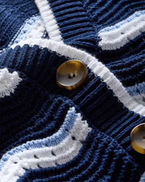 Ansonia Cardigan Navyandoffwhiteandbluebell Women Veronica Beard Sweaters