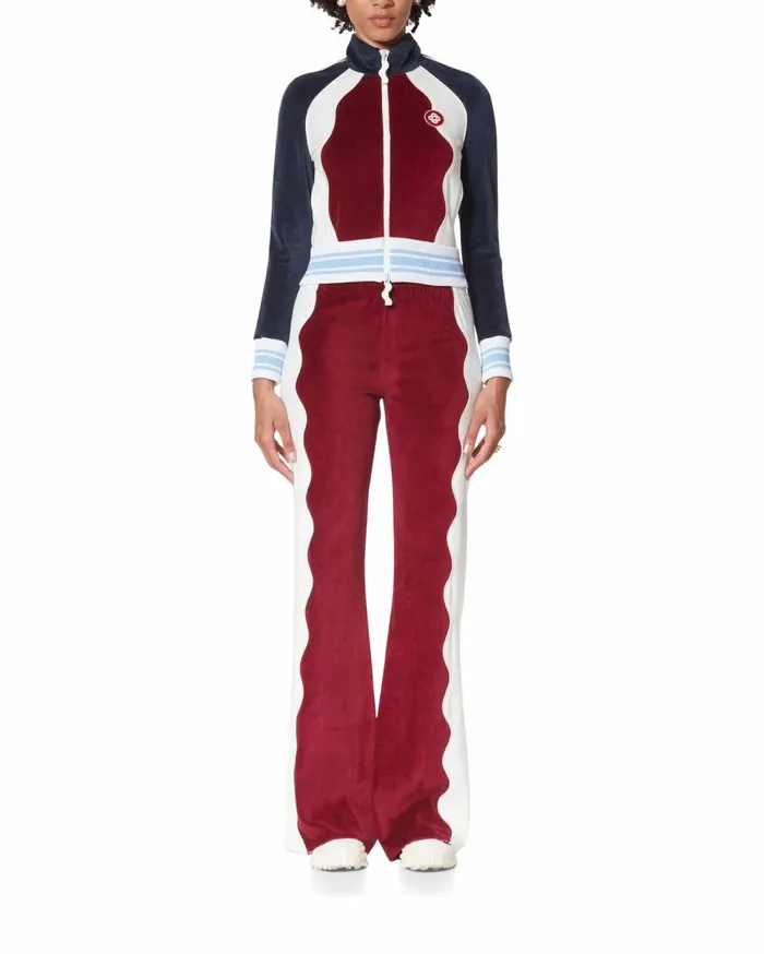 Aprs Sport Women Casablanca Paris Burgundy Velour Panelled Track Top Aprs Sport Women Casablanca Paris Burgundy Velour Panelled Track Top