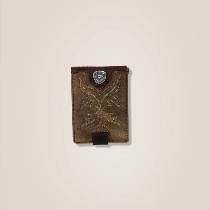 Bags and Wallets Men Ariat Bifold Wallet Shaft Stich Medium Brown