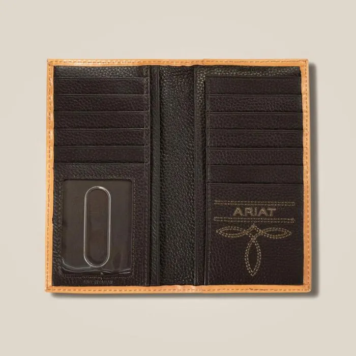 Bags and Wallets Men Ariat Lattice Embossed Rodeo Wallet Natural Bags and Wallets Men Ariat Lattice Embossed Rodeo Wallet Natural
