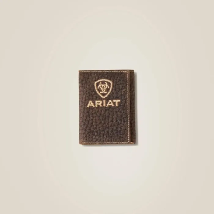 Bags and Wallets Men Ariat Pebble Leather Bifold Wallet Brown