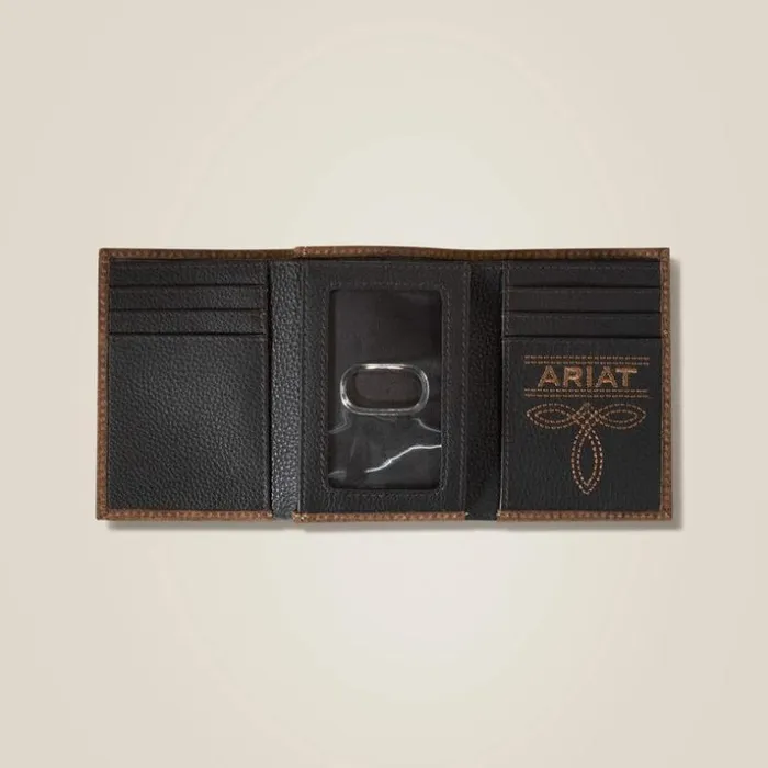 Bags and Wallets Men Ariat Pebble Leather Bifold Wallet Brown Bags and Wallets Men Ariat Pebble Leather Bifold Wallet Brown