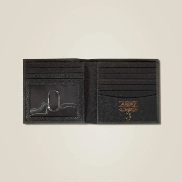 Bags and Wallets Men Ariat Pebble Leather Logo Bifold Wall Black Bags and Wallets Men Ariat Pebble Leather Logo Bifold Wall Black