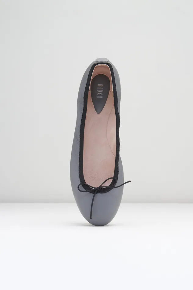 Ballet Flats Adult Ladies Nashira Ballet Flats Ash Grey Leather Bloch