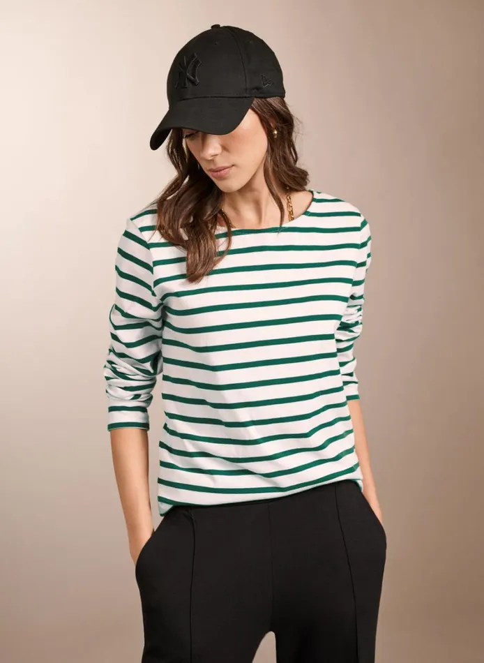 Baukjen Ashley Organic Cotton Top Soft White and Bright Emerald Clothing