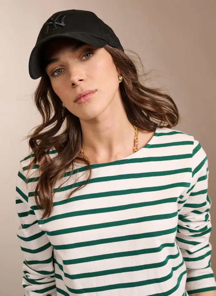 Baukjen Ashley Organic Cotton Top Soft White and Bright Emerald Clothing
