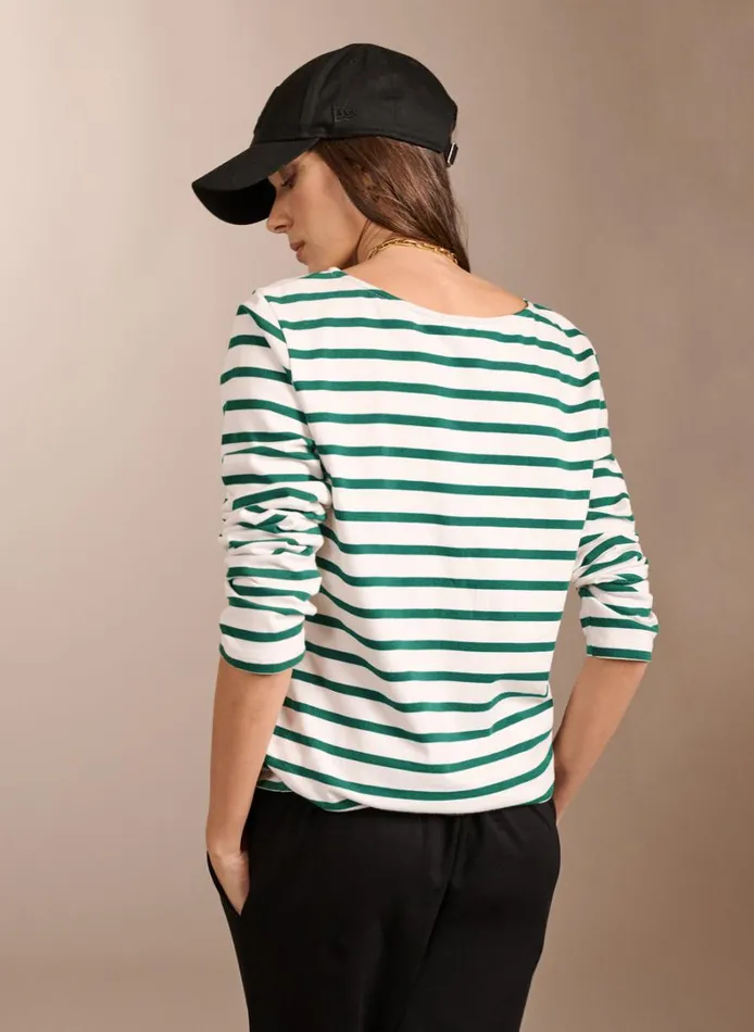 Baukjen Ashley Organic Cotton Top Soft White and Bright Emerald Clothing